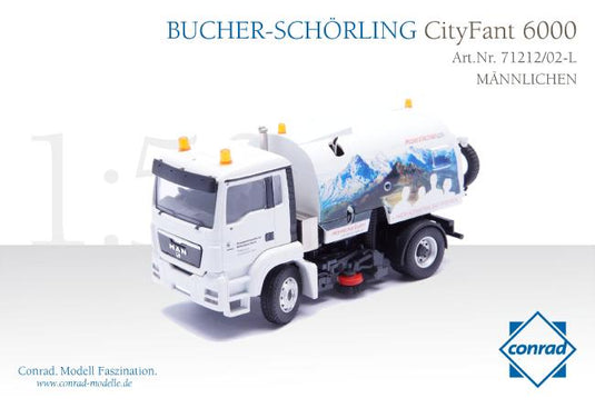 【予約】12月以降発売予定MANNLICHEN BUCHER-SCHORLING CITYFANT 6000 Road sweeper on MAN TGS M 2軸 /Conrad 建設機械模型　1/50