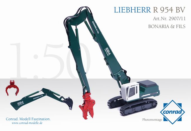 【予約】LIEBHERRリープヘル R 954 BV BONARIA & FILS 油圧ショベル/CONRAD 1/50 建設機械模型　ミニカー