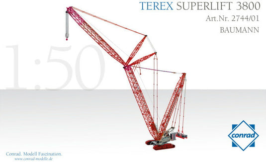 【予約】2015年発売予定TEREX Superlift 3800 クローラークレーン BAUMANN /CONRADコンラート建設機械 工事車両 1/50 ミニチュア 重機