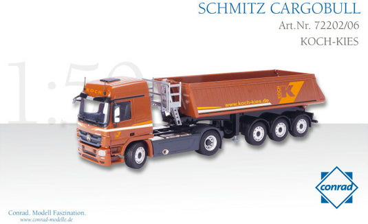 【予約】2015年発売予定SCHMITZ CARGOBULL Tipper trailer 3軸 メルセデスベンツアクトロス MP03 2軸 KOCH KIESダンプトラック /CONRADコンラート建設機械 工事車両 1/50 ミニチュア 重機