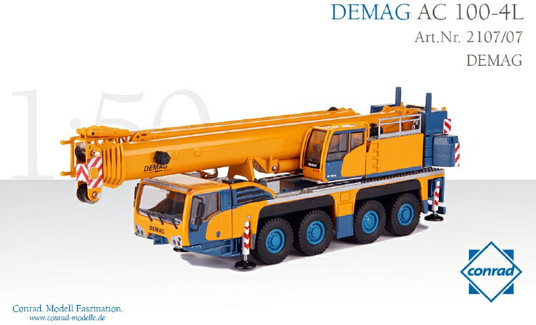 【予約】DEMAG AC 100-4L Telescopic crane モバイルクレーン 建設機械模型 工事車両 Conrad 1/50 ミニチュア