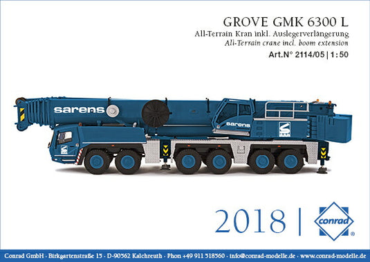 SARENS GROVE GMK 6300L オールテレーンクレーン boom extension モバイルクレーン /建設機械模型 工事車両 Conrad 1/50 ミニチュア