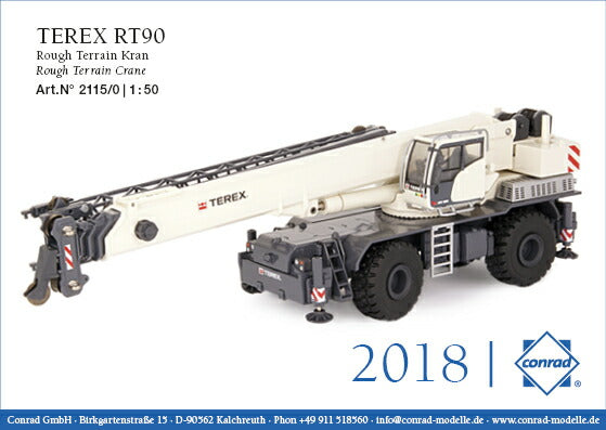 TEREX RT90 Rough Terrain Crane モバイルクレーン /建設機械模型 工事車両 Conrad 1/50 ミニチュア