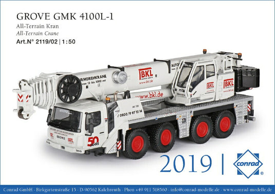 GROVE GMK 4100L-1 オールテレーンクレーン Edition: BKL モバイルクレーン/建設機械模型 工事車両 Conrad 1/50 ミニチュア