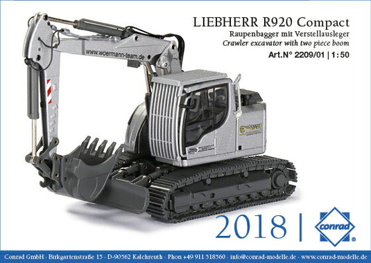 LIEBHERRリープヘル R920 Compact クローラー WORMANN 油圧ショベル  /建設機械模型 工事車両 Conrad 1/50 ミニチュア