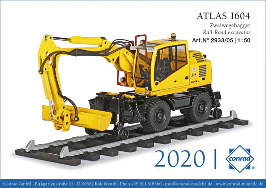 ATLAS 1604 Rail-Road excavator with new upper carriag油圧ショベル /Conrad 1/50 建設機械 模型ミニカー  はたらく車 重機