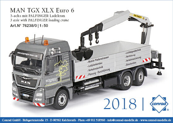 MAN TGX XLX Euro 6 3軸 PALFINGER loading crane WORMANN /建設機械模型 工事車両 CONRAD 1/50 ミニチュア