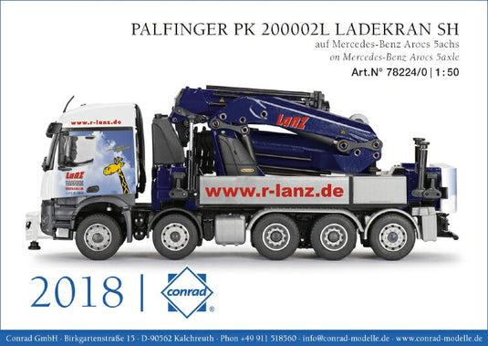 【予約】2019年発売予定PALFINGER PK 200002L LADEKRAN SH メルセデス・ベンツアクトロス 5軸 LANZトラック  /建設機械模型 工事車両 CONRAD 1/50 ミニチュア