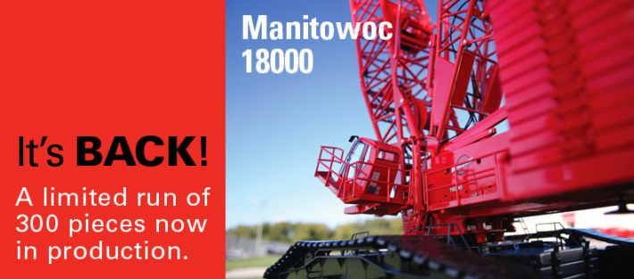 ギャラリービューアに画像をロードする, Manitowocマニトワック 18000 クローラークレーン レッド 300台限定 /TWH  1/50  建設機械模型

