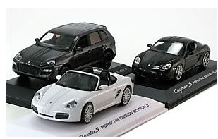 【ポルシェ純正】ポルシェデザインエディション 911 Cayman S, Boxter S,Cayenne GTS 2009 3台セット　/Minichampsミニチャンプス 1/43 ミニカー