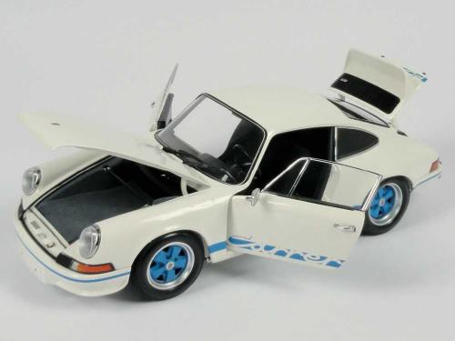 ギャラリービューアに画像をロードする, ポルシェ特注 Porsche 911 カレラ RS 2.7 ホワイト/ブルー  /PMAミニチャンプス 1/18 ミニカー
