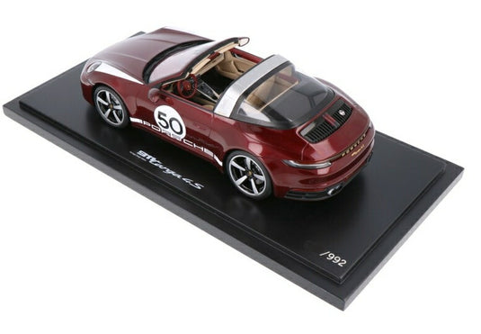 特注Porscheポルシェ 911 targa 4S Heritage design edition Cherrymetalic /Sparkスパーク 1/18 ミニカー