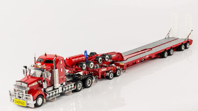 【予約】3-5月以降発売予定Kenworth T909 Prime Mover with Drake 2x8 Dolly and 4x8 Swinging trailer ロッソレッド トラック トレーラー /DRAKE 1/50 模型