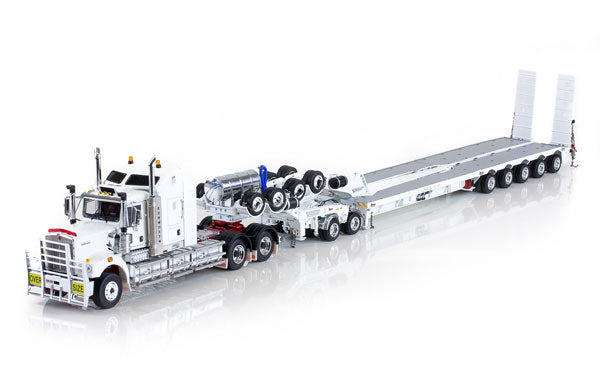 Kenworth C509 with Drake 2x8 Dolly and 5x8 Swingwing Combination Trailer in White トラックトレーラー/DRAKE 建設機械模型 工事車両 1/50 ミニチュア