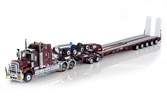 【予約】11-12月以降発売予定Kenworth C509 with Drake 2x8 Dolly and 5x8 Swingwing Combination Trailer in Vintage Burgundy トラックトレーラー/DRAKE 建設機械模型 工事車両 1/50 ミニチュア