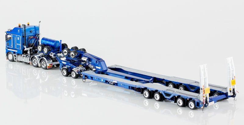 ギャラリービューアに画像をロードする, Kenworth K200 with Drake 4x8 Dragline Bucket Trailer and 2x8 Dolly in Metallic Blue トラックトレーラー/DRAKE 建設機械模型 工事車両 1/50 ミニチュア
