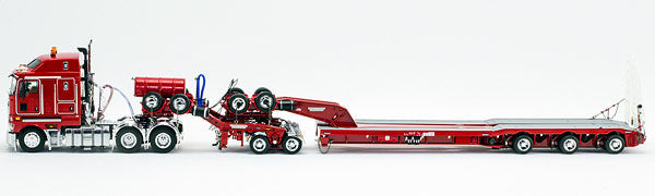 ギャラリービューアに画像をロードする, Kenworth K200 Prime Mover Drakeトレーラー 2x8 Dolly + 3x8 Swingwing ロッソレッド /DRAKE 1/50 模型
