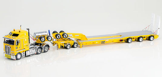 Kenworth K200 Prime Mover with Drake 2x8 Dolly and 3x8 Swingwing Trailer in Chrome Yellow トラック　トレーラー /DRAKE  建設機械模型 工事車両 1/50 ミニチュア