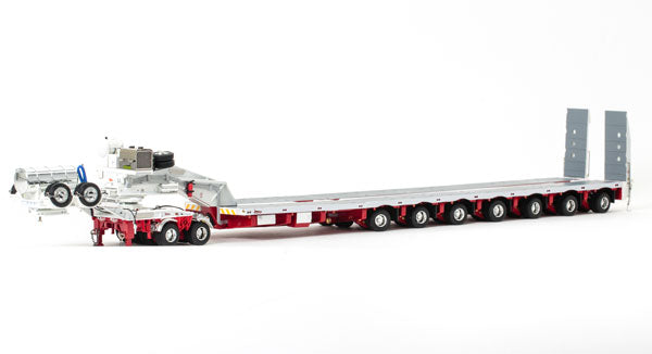 Drake 2x8 Dolly and 7x8 Steerable Low Loader Trailer in White and Red トレーラー /DRAKE  建設機械模型 工事車両 1/50 ミニチュア
