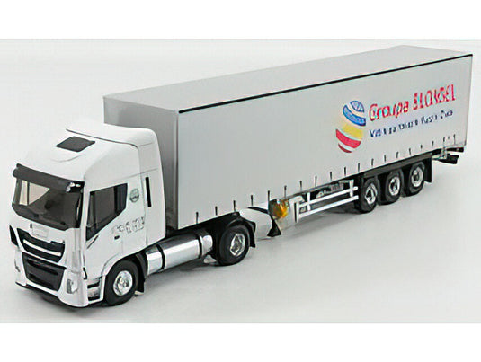 IVECO FIAT - STRALIS 460NP TRUCK TELONATO GROUPE BLONDEL TRANSPORTS 2015 - WHITE SILVER トラック/Eligor 建設機械模型 工事車両 1/43 ミニカー