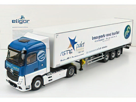 MERCEDES BENZ - ACTROS 5 1845 TRUCK CASSONATO ASTRE TRANSPORTS 2018 - BLUE WHITE トラック /ELIGOR 1/43 トラック　