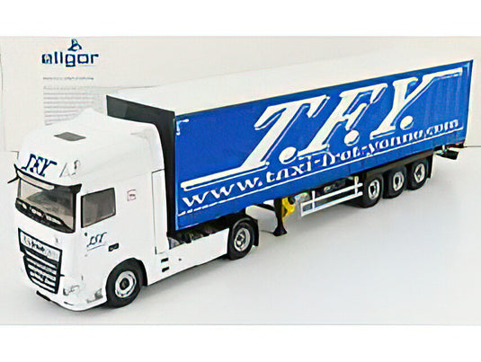 DAF - XF480 SUPERSPACE MY 2017 TRUCK TELONATO TAXI FRET YONNE TRANSPORTS 2017 - WHITE BLUE トラック/Eligor 建設機械模型 工事車両 1/43 ミニカー