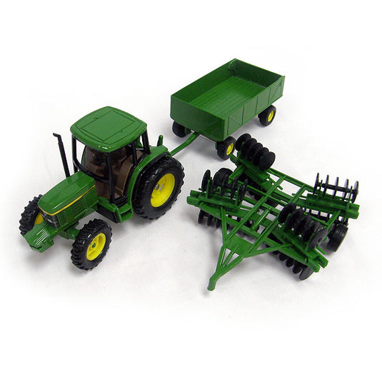 John Deereジョンディア 6410 Tractor with Barge Wagon and Disc - TBE15489 /ERTL  1/32 ミニチュア トラクター トラック 農業機械模型