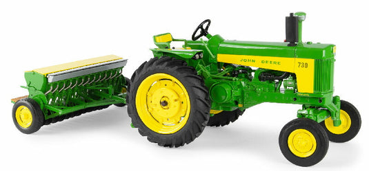 John Deereジョンディア 730 Tractor with Grain Drill- Prestige Collection /ERTL  1/16 ミニチュア トラクター トラック 農業機械模型