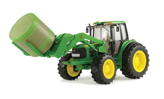 John Deereジョンディア 7330 Tractor with Bale Loader and Round Bale - Big Farm Series - Made of Durable Plastic /ERTL  1/16 ミニチュア トラクター トラック 農業機械模型