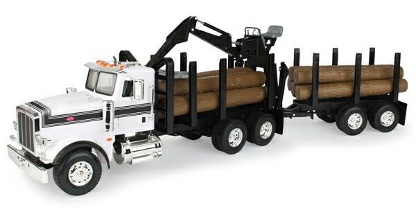 Peterbilt Logging Truck with Pup Trailer and Logs - Big Farm Series - Made of Durable Plastic /ERTL  1/16 ミニチュア トラクター トラック 農業機械 建設機械