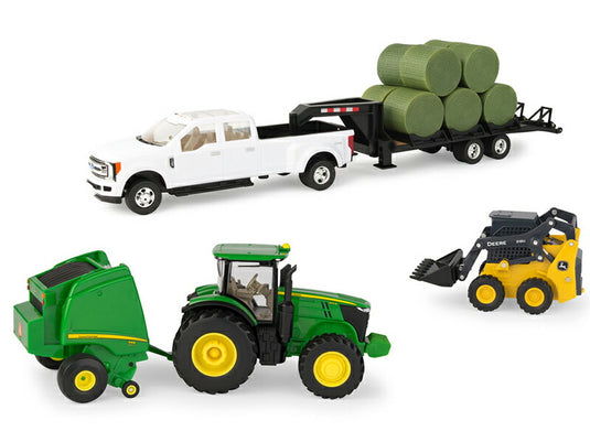 John Deereジョンディア Round Hay Bale Playset - LP68841 /ERTL  1/32 ミニチュア トラクター トラック 農業機械模型