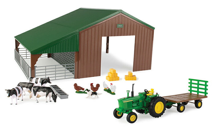 Machine Shed with John Deereジョンディア Tractor, Wagon, and Animals Playset /ERTL  1/32 ミニチュア トラクター トラック 建設機械模型