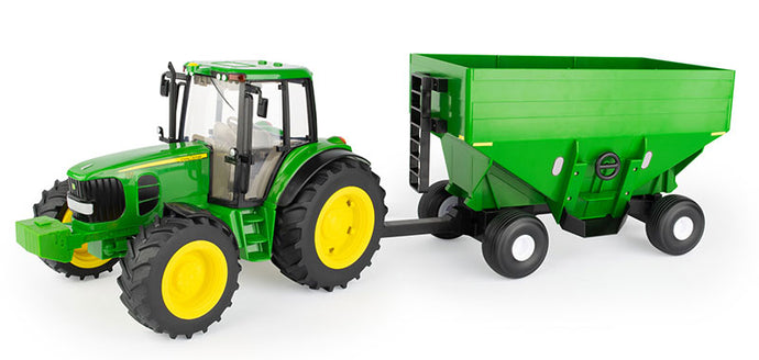 John Deereジョンディア 7430 Tractor with Gravity Wagon - LP75986 Big Farm Series - Made of Durable Plastic /ERTL  1/16 ミニチュア トラクター トラック 農業機械模型