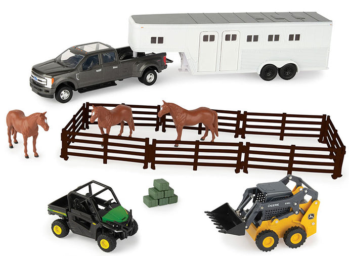 Ford F-350 Quad Cab Pickup Truck with Horse Trailer Playset - LP75988 /ERTL  1/32 ミニチュア トラクター トラック 建設機械模型