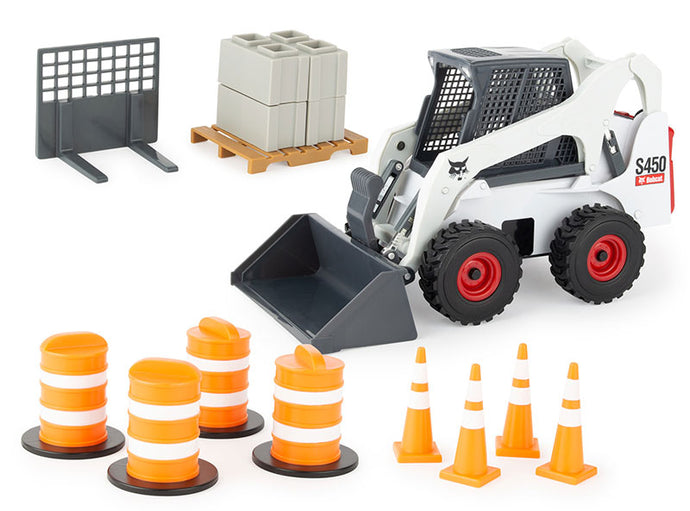 Bobcat Skid Steer with Barrells and Cones - Big Farm Series - Made of Durable Plastic /ERTL  1/16 ミニチュア トラクター トラック 農業機械 建設機械