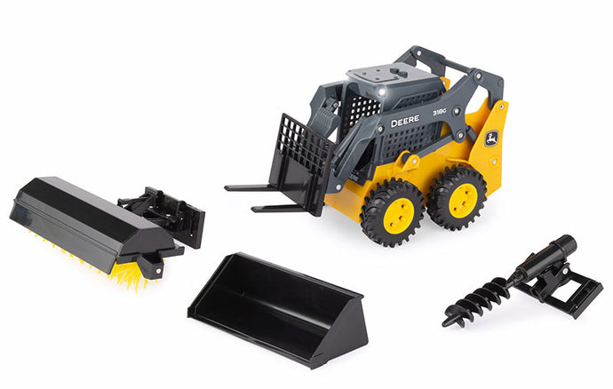 John Deereジョンディア 318G Skid Steer with 4 Attachments - Big Farm Series /ERTL  1/16 ミニチュア トラクター トラック 農業機械模型