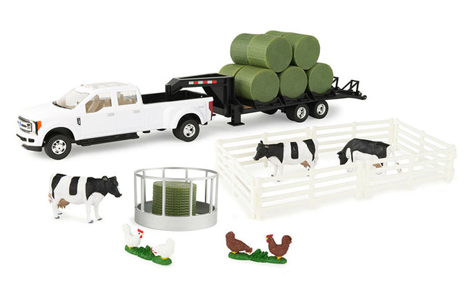 John DeereジョンチE‚£ア - Ford F-350 Truck with Round Bales Playset /ERTL  1/32 ミニチュア トラクター トラチE‚¯ 農業機械模垁E