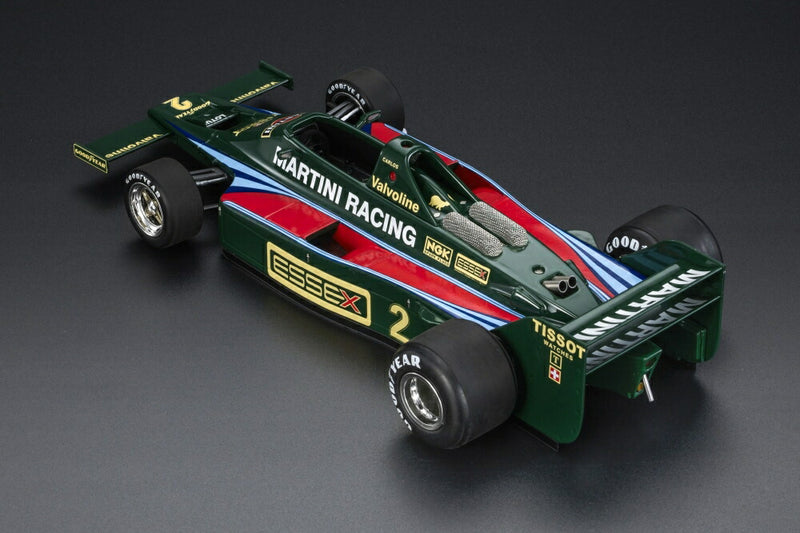 ギャラリービューアに画像をロードする, 【予約】2025年発売予定LOTUS TYPE 80 MARTINI RACING N 2 (WITH FRONT WINGS) SEASON 1979 CARLOS REUTEMANN - GREEN RED /GP Replicas 1/18 ミニカー
