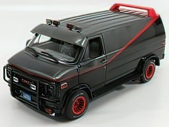 GMC - VANDURA CARGO G.SERIES VAN - A-TEAM - 1983 - BLACK GREY MET RED /Greenlight 1/18 ミニカー