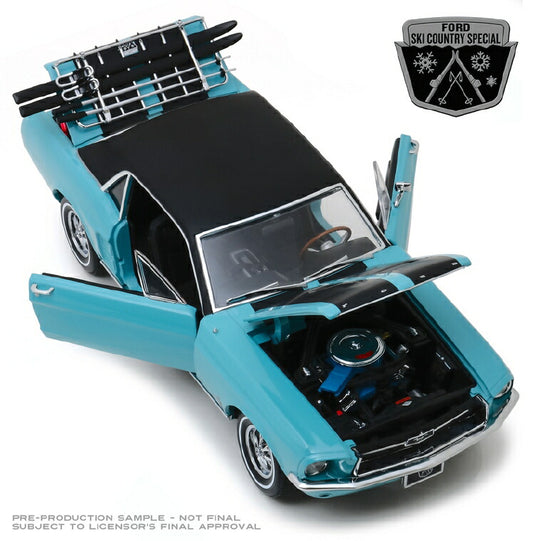 1967 Ford Mustang Coupe Ski Country Special in Winter Park Turquoise  /Greenlight 1/18 ミニカー