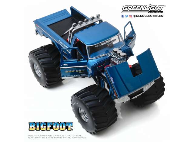 ギャラリービューアに画像をロードする, 【予約】2020年1月以降発売予定1974 Ford F-250 Monster Truck with 66インチ Tires Bigfoot #1  blue /Greenlight  1/18 ミニカー
