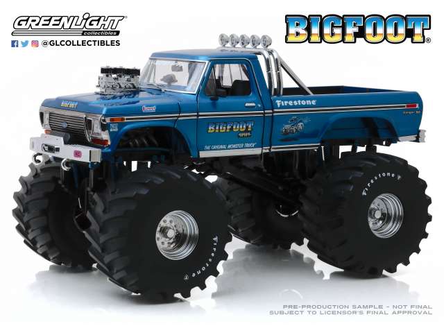 ギャラリービューアに画像をロードする, 【予約】2020年1月以降発売予定1974 Ford F-250 Monster Truck with 66インチ Tires Bigfoot #1  blue /Greenlight  1/18 ミニカー
