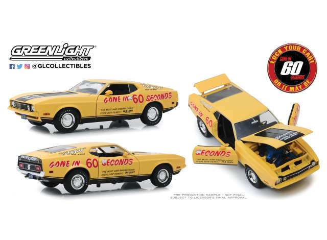 【予約】2020年2月以降発売予定1973 Ford Mustang Mach 1 Eleanor  Gone in Sixty Seconds 1974  yellow/black /Greenlight  1/18 ミニカー