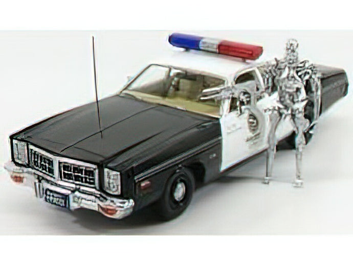 DODGEダッジ MONACO POLICE 1977 WITH T-800 ENDOSKELETON FIGURE - THE TERMINATOR 1 1984 - BLACK WHITE /Greenlight 1/18 ミニカー