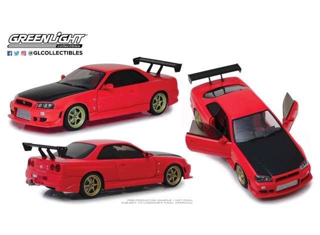 1999 日産スカイライン GT-R R34  Artisan Collection  red with neon led light underglow   /Greenlight  1/18 ミニカー