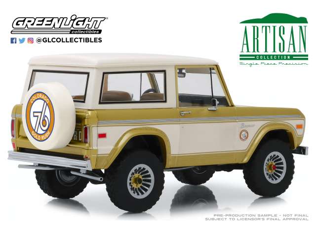 ギャラリービューアに画像をロードする, 【予約】11月以降発売予定1976 Ford Bronco Colorado Gold Rush Bicentennial Special Edition gold/cr me /Greenlight  1/18 ミニカー
