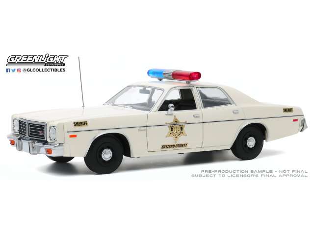 ギャラリービューアに画像をロードする, 【予約】9月以降発売予定1975 Dodge Coronet Hazzard County Sherif white /Greenlight 1/18 ミニカー
