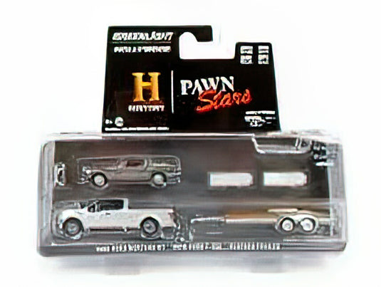 FORD USA - F-150 PICK-UP 2015 WITH TRAILER + FORD USA SHELBY MUSTANG CABRIOLET 1968 - PAWN STARS - SILVER GREY /Greenlight 1/64 ミニカー