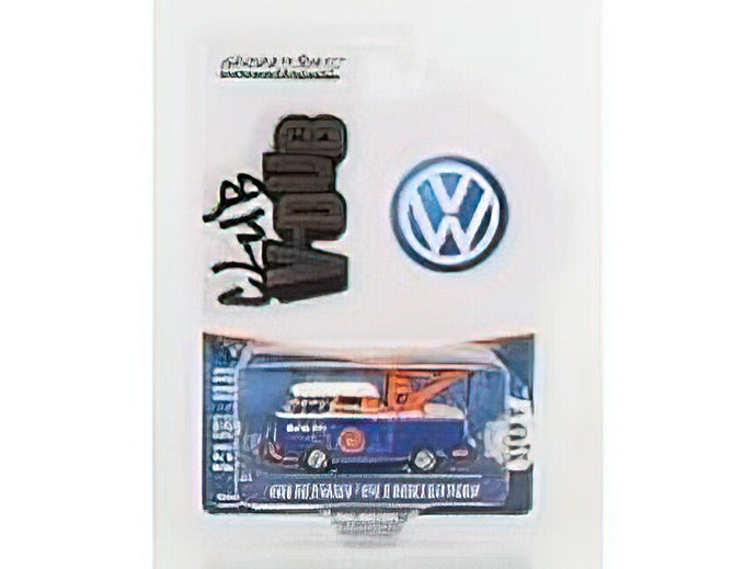 VOLKSWAGEN - T1 PICK-UP DOUBLE CABINE CARRO ATTREZZI - WRECKER ROAD SERVICE 1962 - BLUE ORANGE /Greenlight 1/64 ミニカー