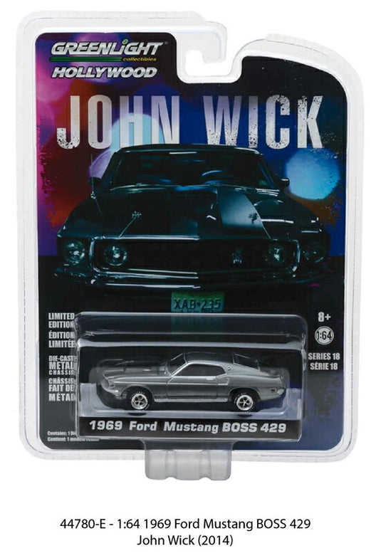 1969 Ford Mustangマスタング BOSS 429 映画ジョン・ウィック (2014) /Greenlight 1/64 ミニカー